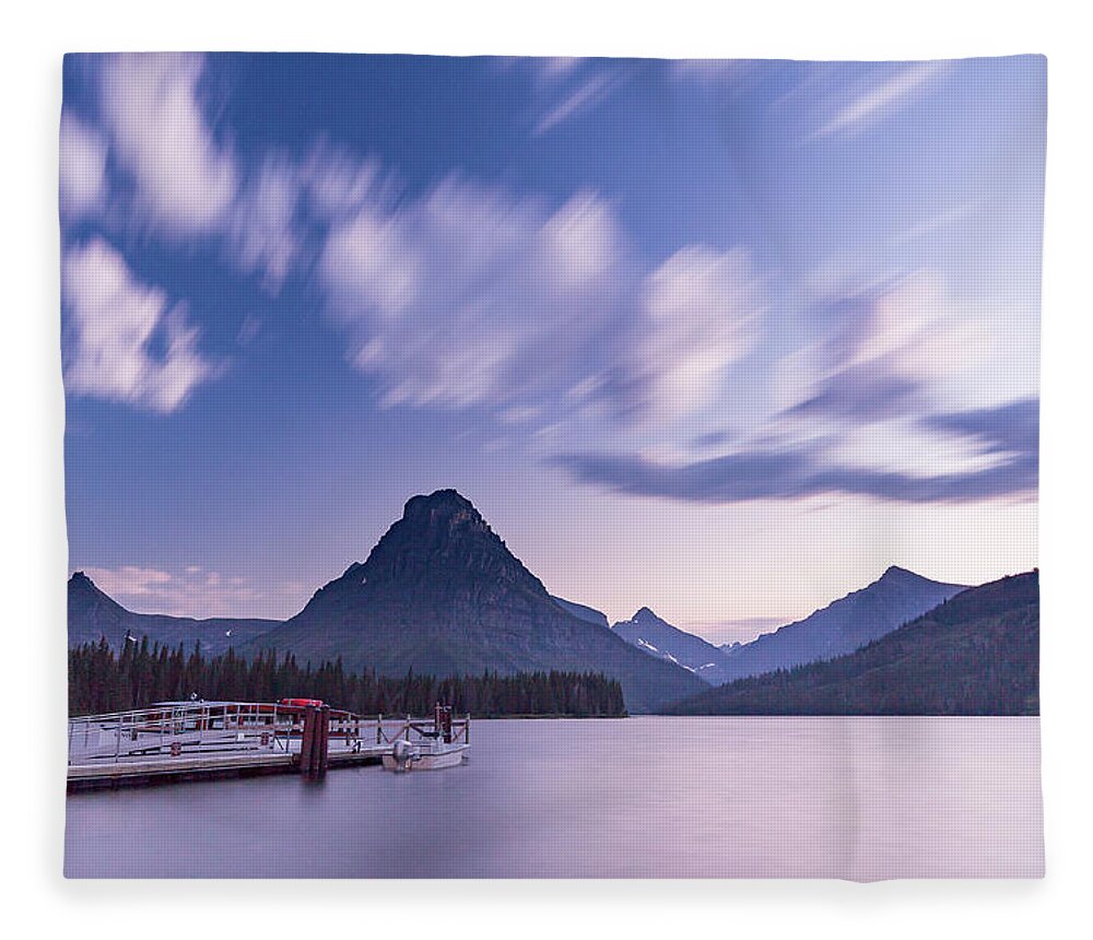 Clements Mountain Fleece Blanket featuring the photograph two medicine lake, MT 1 by Mati Krimerman