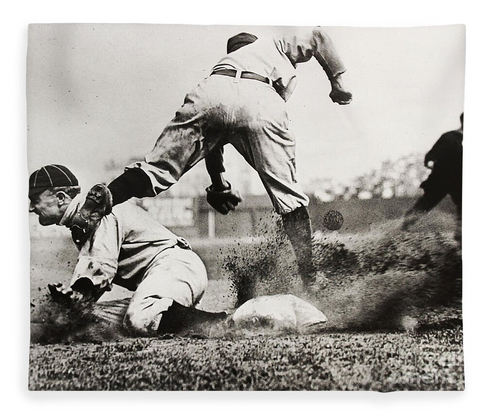 Detroit Tigers Fleece Blanket featuring the photograph Ty Cobb gets a Triple by Jon Neidert