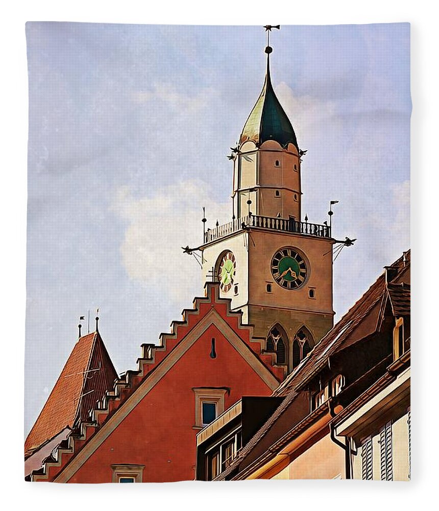 Uberlingen Fleece Blanket featuring the photograph Uberlingen roofs by Tatiana Travelways