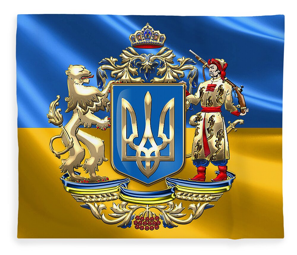 World Heraldry 3d By Serge Averbukh Fleece Blanket featuring the photograph Ukraine - Greater Coat of Arms by Serge Averbukh