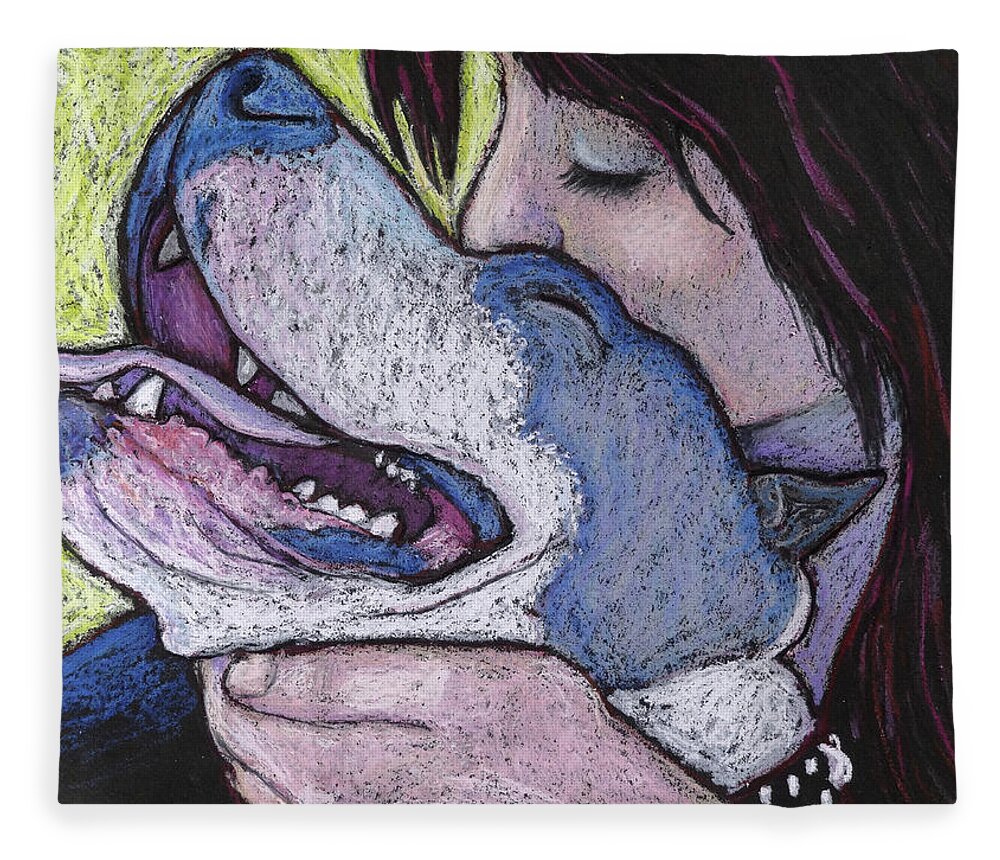 Pitbull Fleece Blanket featuring the painting Unconditional by Ande Hall