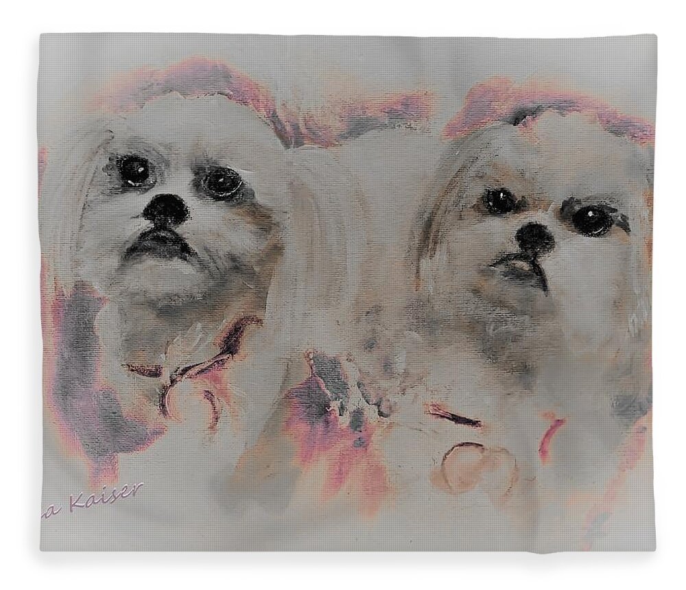 Unconditional Fleece Blanket featuring the digital art Unconditional Love Shih Tzu Painting by Lisa Kaiser