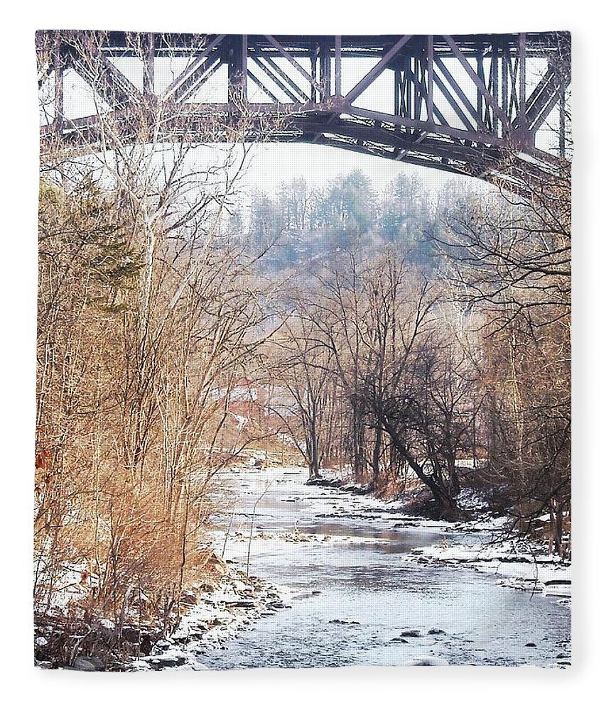Catskill Creek Fleece Blanket featuring the photograph Under the Arch by Ellen Levinson