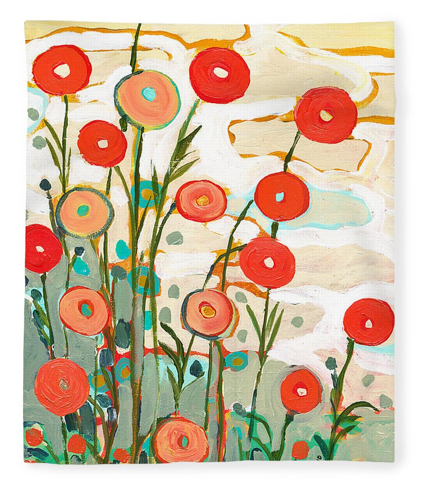 Poppy Fleece Blanket featuring the painting Under the Desert Sky by Jennifer Lommers
