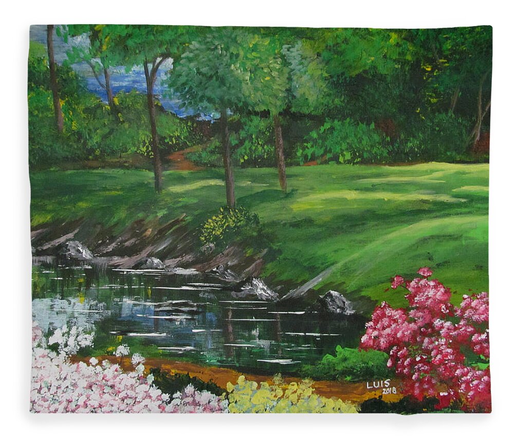 Flowers Fleece Blanket featuring the painting Unforgetable by Luis F Rodriguez