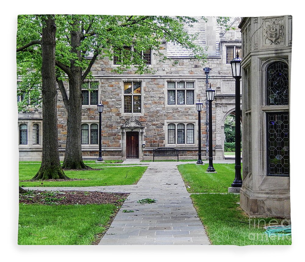 Law Quad Fleece Blanket featuring the photograph University of Michigan Campus by Phil Perkins
