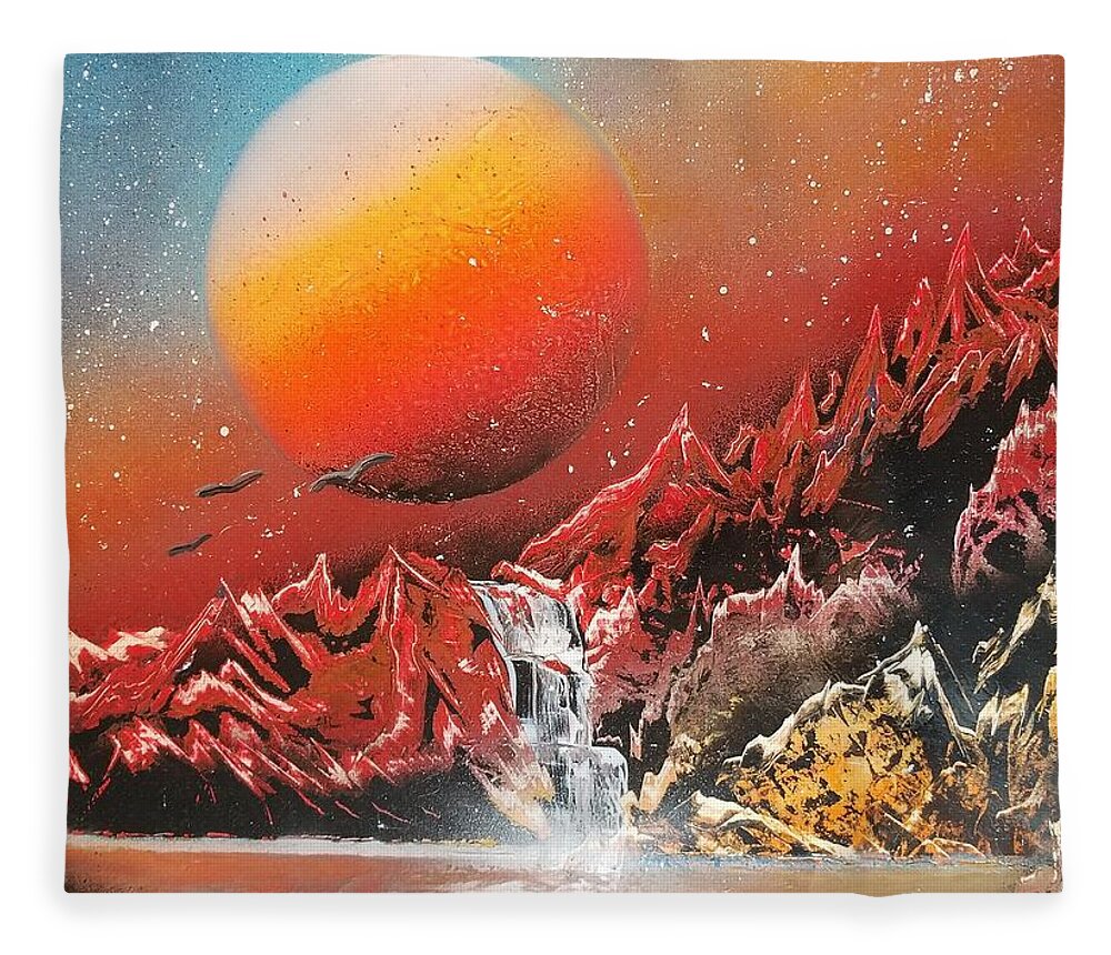 Planet Fleece Blanket featuring the painting Untitled 7 by Ryan Bennitt