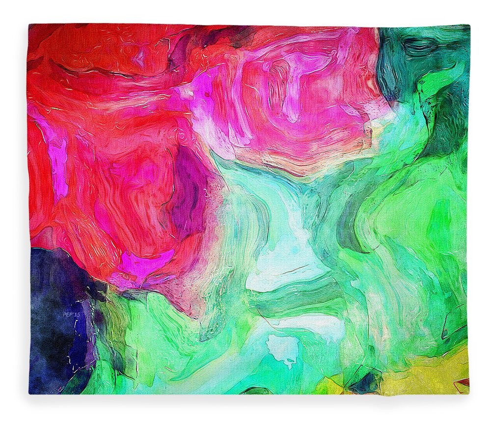 Digital Painting Fleece Blanket featuring the digital art Untitled Colorful Abstract by Phil Perkins