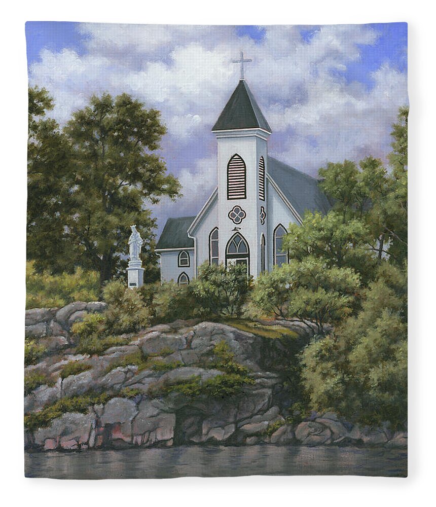 Church Fleece Blanket featuring the painting Upon This Rock by Richard De Wolfe