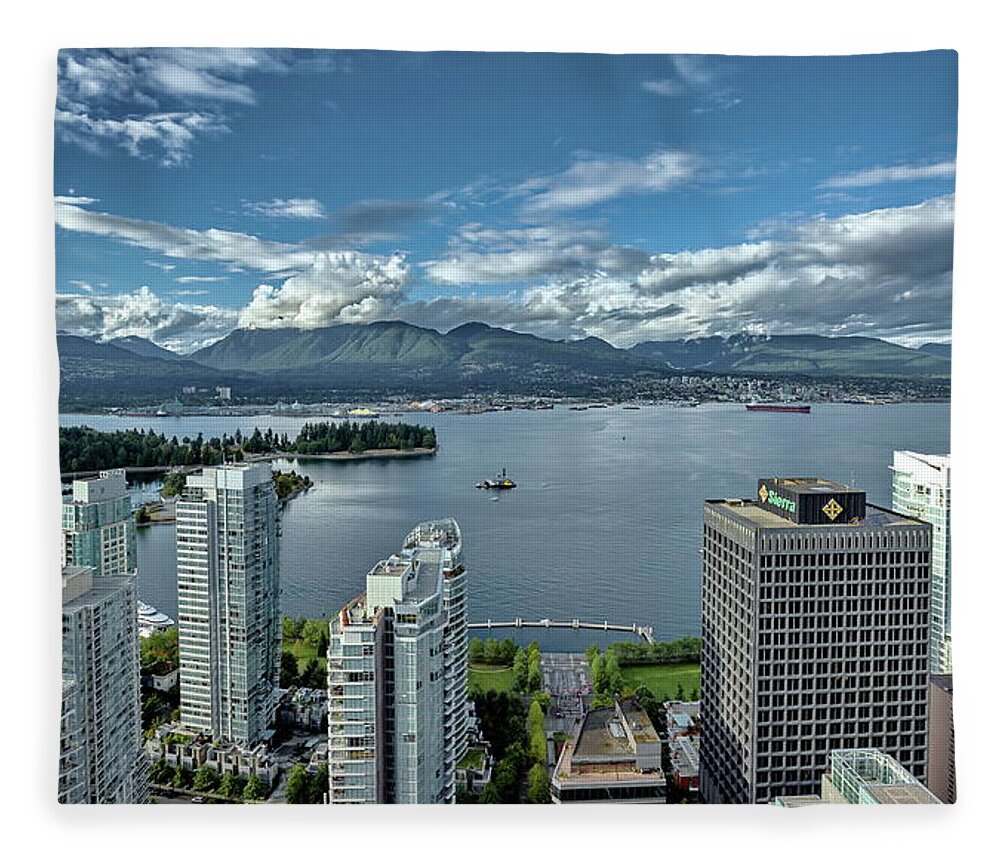 Alex Lyubar Fleece Blanket featuring the photograph Vancouver Harbour by Alex Lyubar