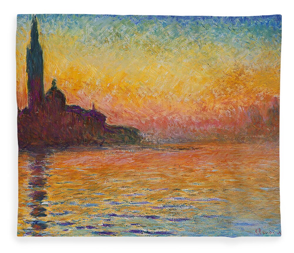 Claude Monet Fleece Blanket featuring the painting Venice by Twilight by Claude Monet
