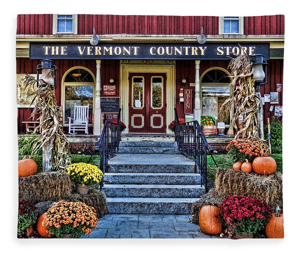Vermont Fleece Blanket featuring the photograph Vermont Country Store by Nancy De Flon