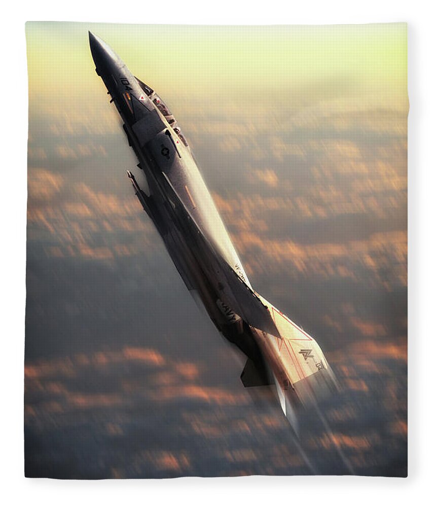 F4 Phantom Fleece Blanket featuring the digital art VF-301 Phantom by Airpower Art