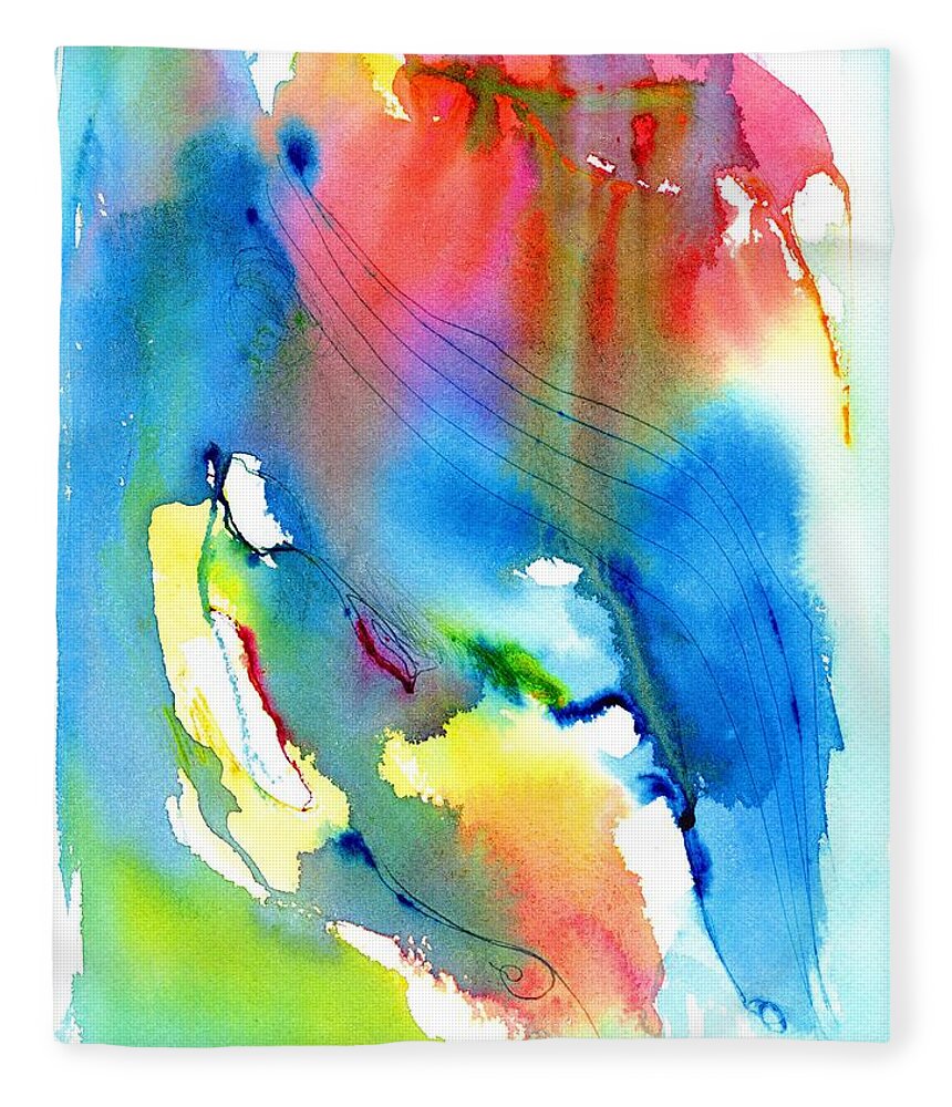 Abstract Fleece Blanket featuring the painting Vibrant Colorful Abstract Watercolor Painting by Carlin Blahnik CarlinArtWatercolor