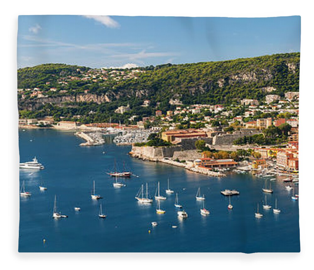 Villefranche-sur-mer Fleece Blanket featuring the photograph French Riviera panorama by Elena Elisseeva