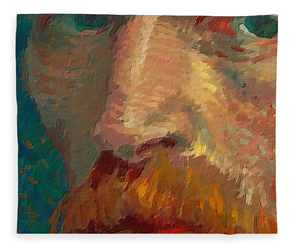 Vincent Van Gogh Fleece Blanket featuring the painting Vincent van Gogh Extreme Close Up of Self Portrait by Tony Rubino
