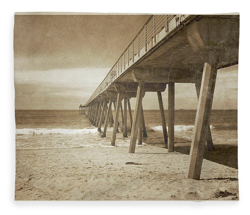 California Fleece Blanket featuring the photograph Vintage Hermosa Beach, California by Phil Perkins