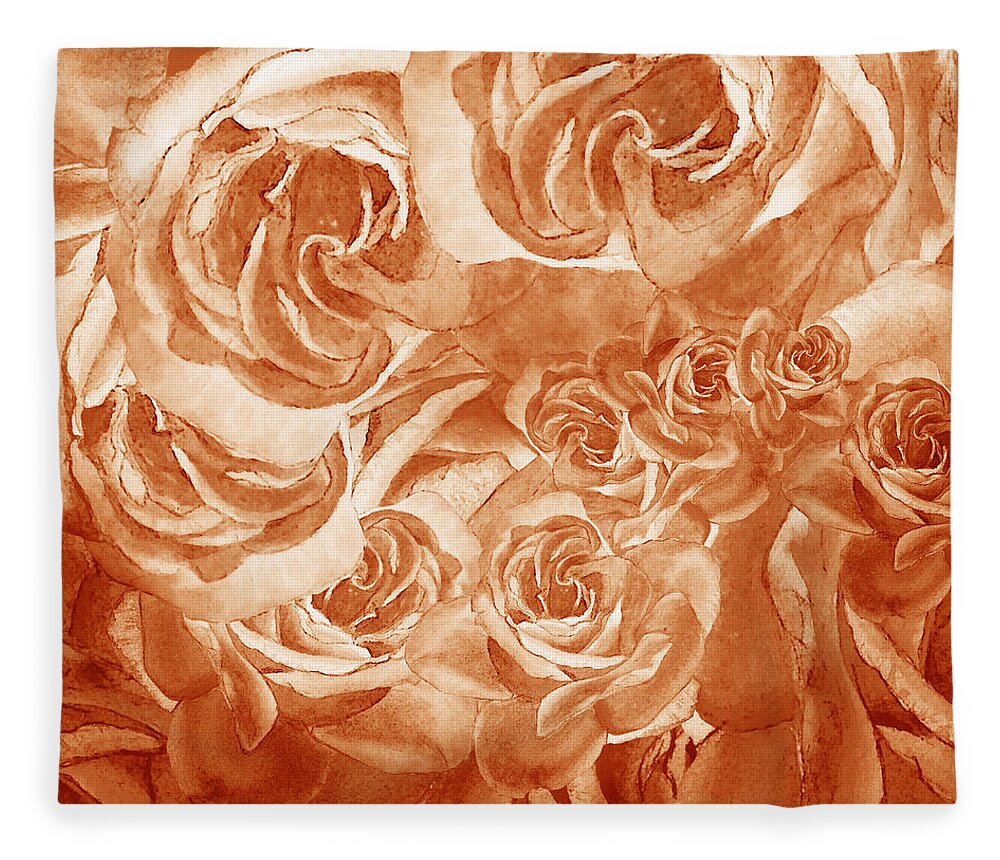 Rose Fleece Blanket featuring the painting Vintage Rose Petals Abstract by Irina Sztukowski