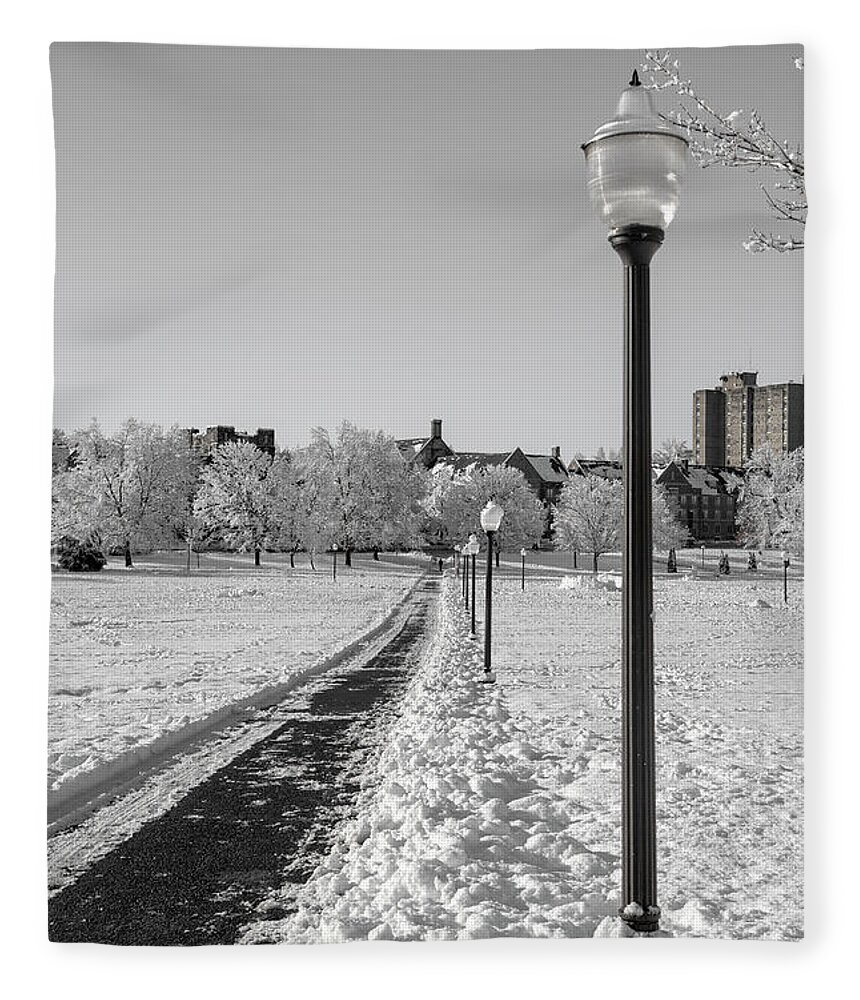 Virginia Fleece Blanket featuring the photograph Virginia Tech Campus Drillfield by Betsy Knapp