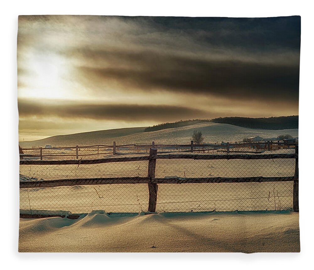Winter Scene Fleece Blanket featuring the photograph Visions of Sun Snow by John Williams