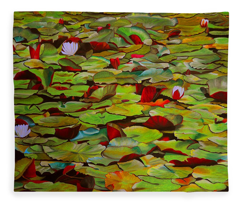 Water Lily Fleece Blanket featuring the painting Vivaldi by Thu Nguyen