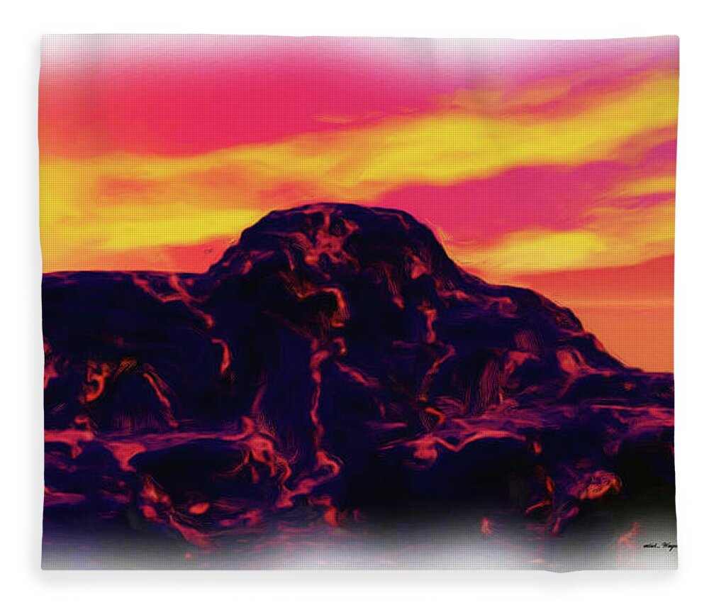 Volcanic Islands Fleece Blanket featuring the painting Volcanic Lava Island by Wayne Bonney
