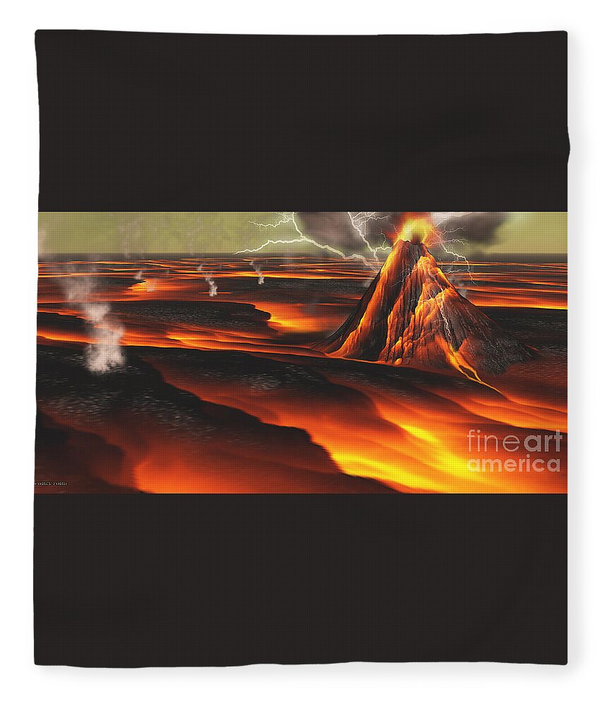Volcanic Fleece Blanket featuring the painting Volcanic Planet by Corey Ford