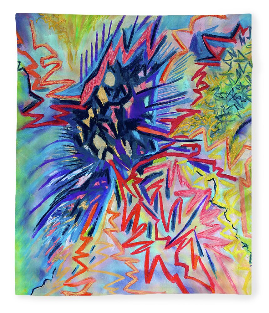  Fleece Blanket featuring the painting Voltage by Polly Castor