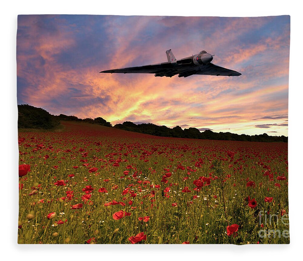 Avro Fleece Blanket featuring the digital art Vulcans End by Airpower Art