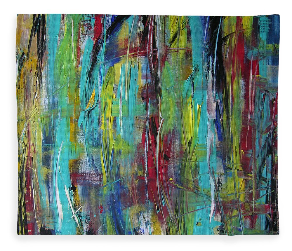 Abstract Painting Fleece Blanket featuring the painting W35 - hatu by KUNST MIT HERZ Art with heart