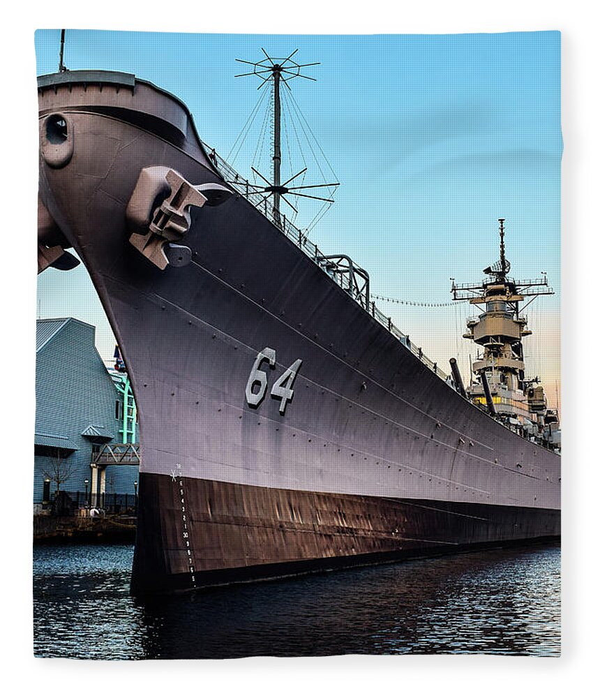 Uss Wisconsin Fleece Blanket featuring the photograph Wake up to the Wisconsin by Nicole Lloyd
