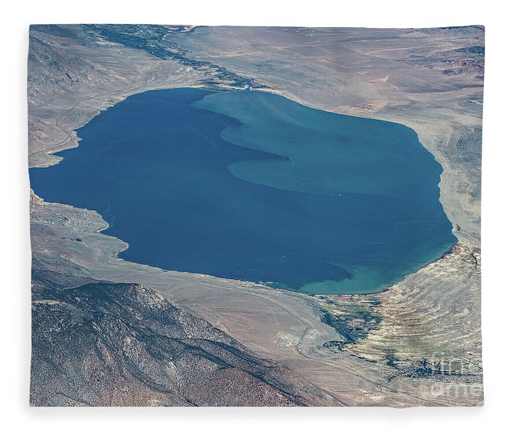 Walker Lake Fleece Blanket featuring the photograph Walker Lake in Mineral County Nevada Aerial by David Oppenheimer
