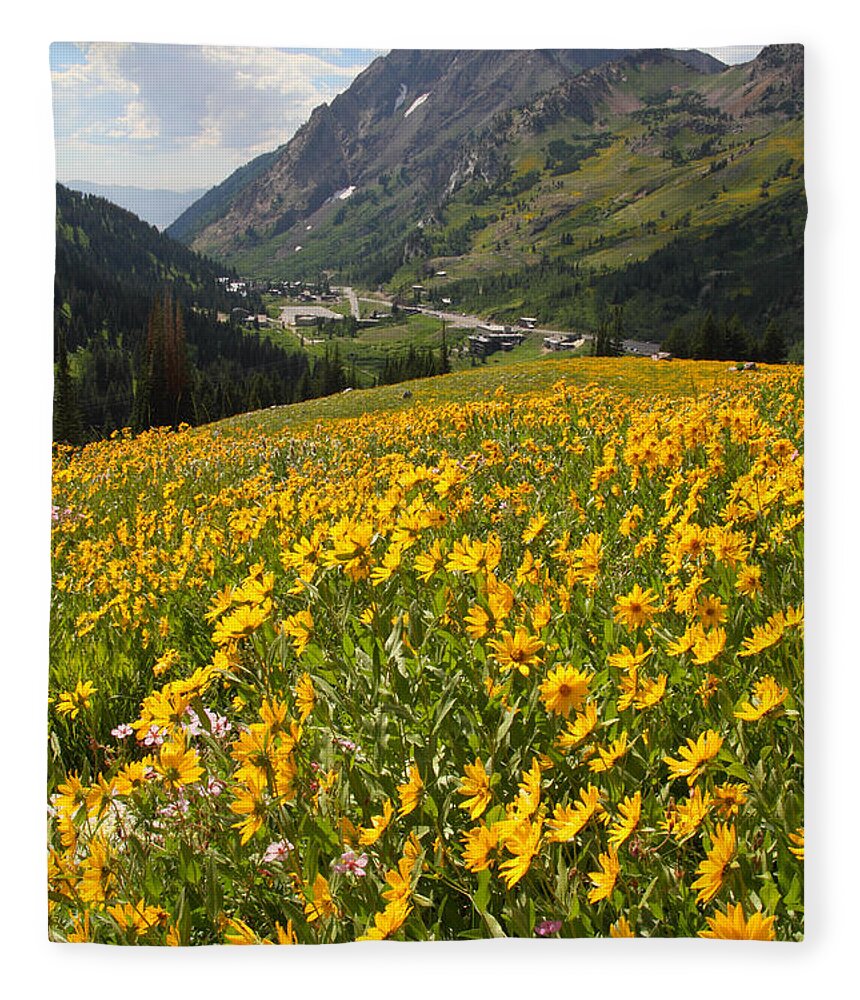 Landscape Fleece Blanket featuring the photograph Wasatch Wildflowers by Brett Pelletier