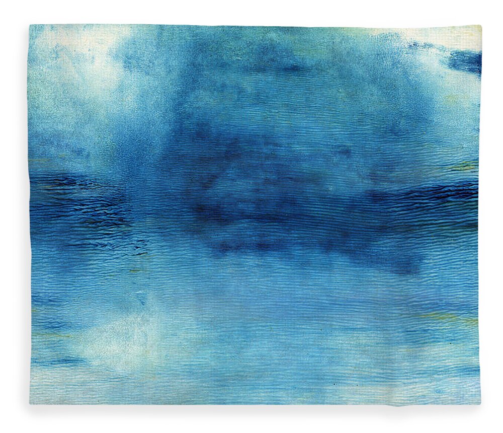 Blue Water Sky Watercolor Abstract Contemporary Modern Minimal Coastal Beach Pottery Barn Art West Elm Art Crate And Barrel Abstract Landscape Home Decorairbnb Decorliving Room Artbedroom Artcorporate Artset Designgallery Wallart By Linda Woodsart For Interior Designersbook Coverpillowtotehospitality Arthotel Art Fleece Blanket featuring the painting Wash Away- Abstract Art by Linda Woods by Linda Woods