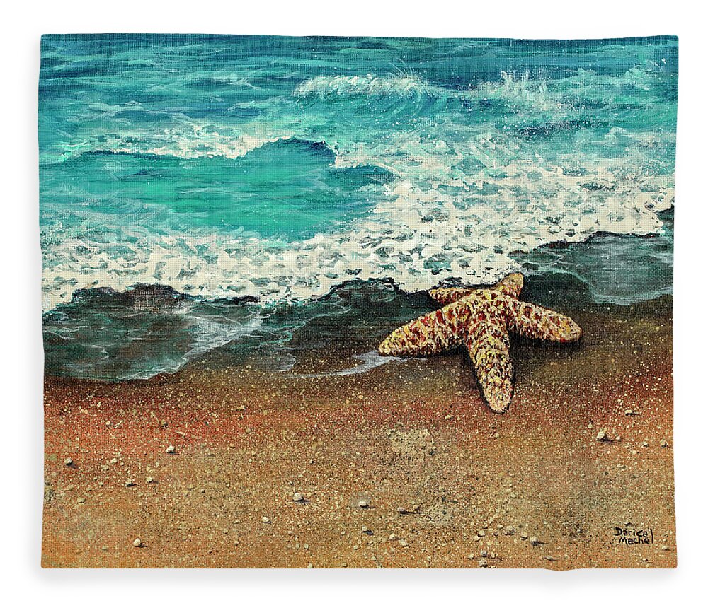 Seascape Fleece Blanket featuring the painting Washed Ashore by Darice Machel McGuire