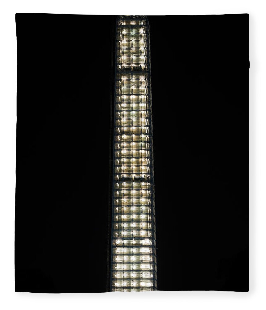 Lights Fleece Blanket featuring the photograph Washington Monument in Repair by Ed Clark