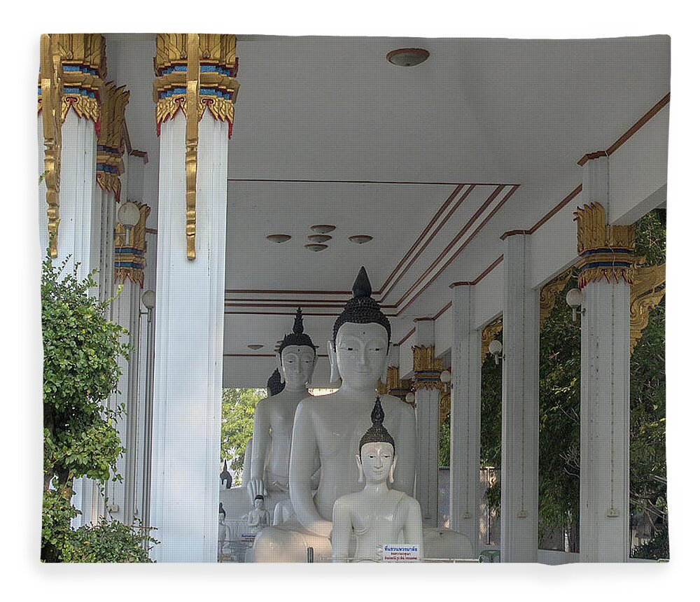 Temple Fleece Blanket featuring the photograph Wat Nakon Sawan Phra Wihan Buddha Images DTHNS0014 by Gerry Gantt