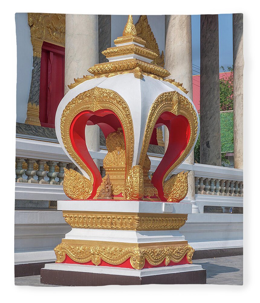 Temple Fleece Blanket featuring the photograph Wat Photharam Phra Ubosot Boundary Stone DTHNS0080 by Gerry Gantt