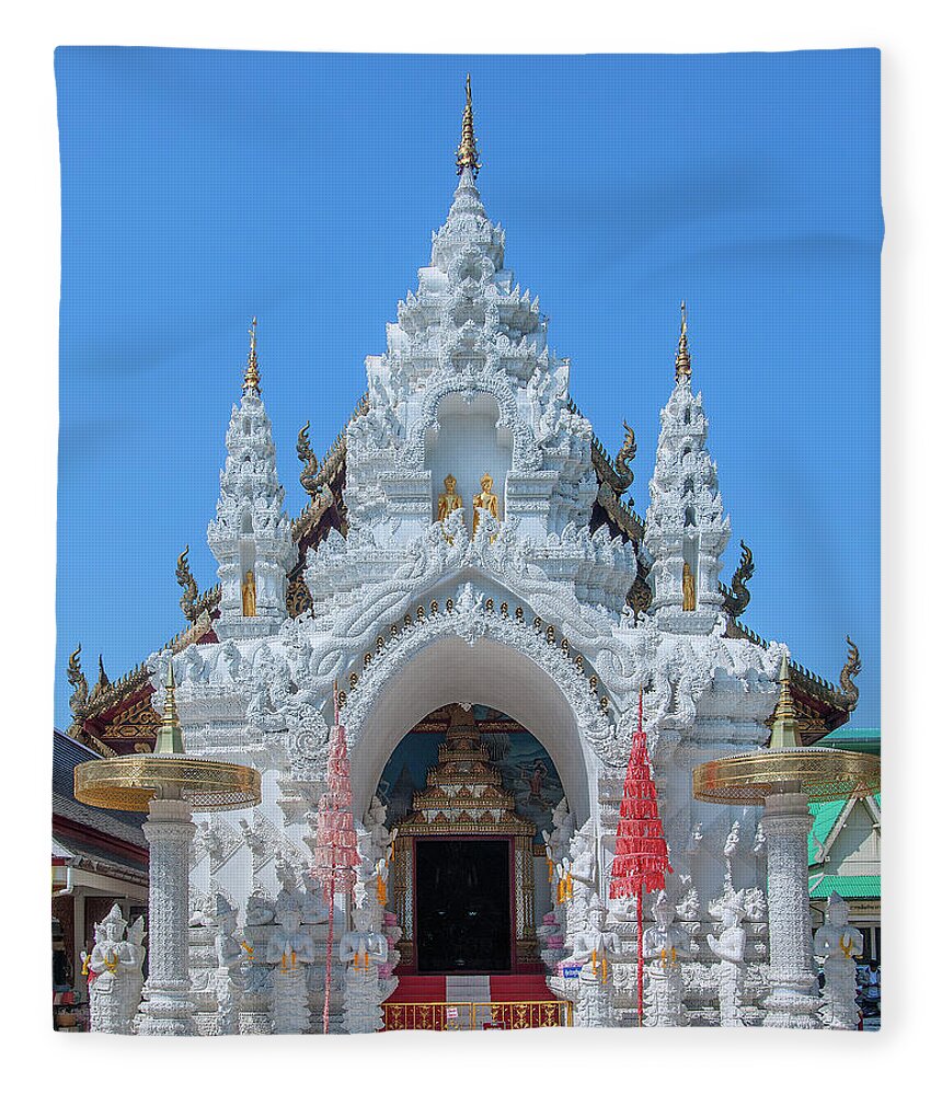 Scenic Fleece Blanket featuring the photograph Wat Sun Pa Yang Luang Wihan Luang Gate DTHLU0315 by Gerry Gantt