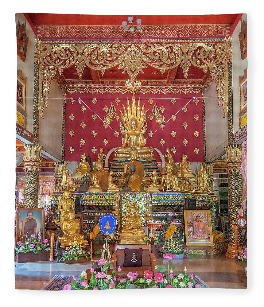 Scenic Fleece Blanket featuring the photograph Wat Thung Luang Phra Wihan Buddha Images DTHCM2106 by Gerry Gantt