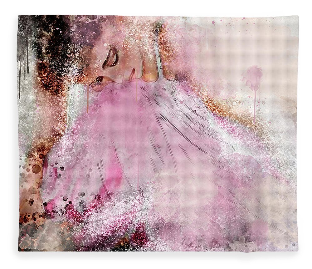 Ballerina Fleece Blanket featuring the digital art Water Colour Ballerina by Jim Hatch