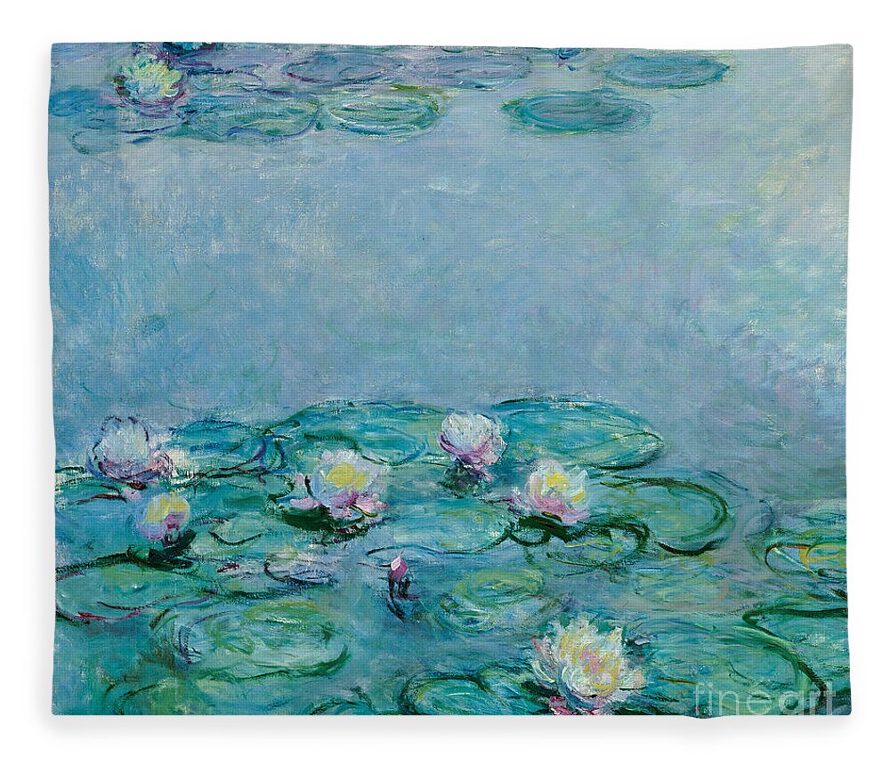 French Fleece Blanket featuring the painting Water Lilies by Claude Monet
