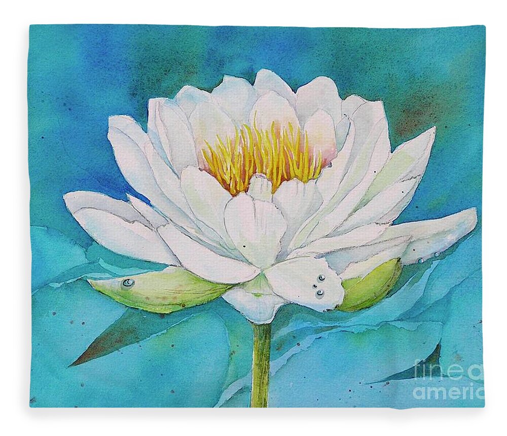 Water Lily Fleece Blanket featuring the painting Water Lily by Midge Pippel