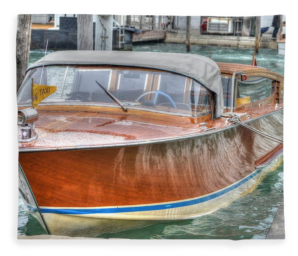Venice Fleece Blanket featuring the photograph Water Taxi Italy by Bill Hamilton
