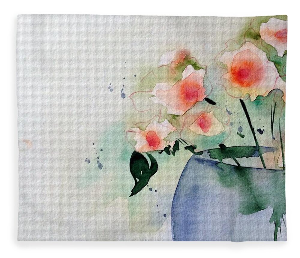 Floral Fleece Blanket featuring the painting Watercolor Bouquet by Britta Zehm