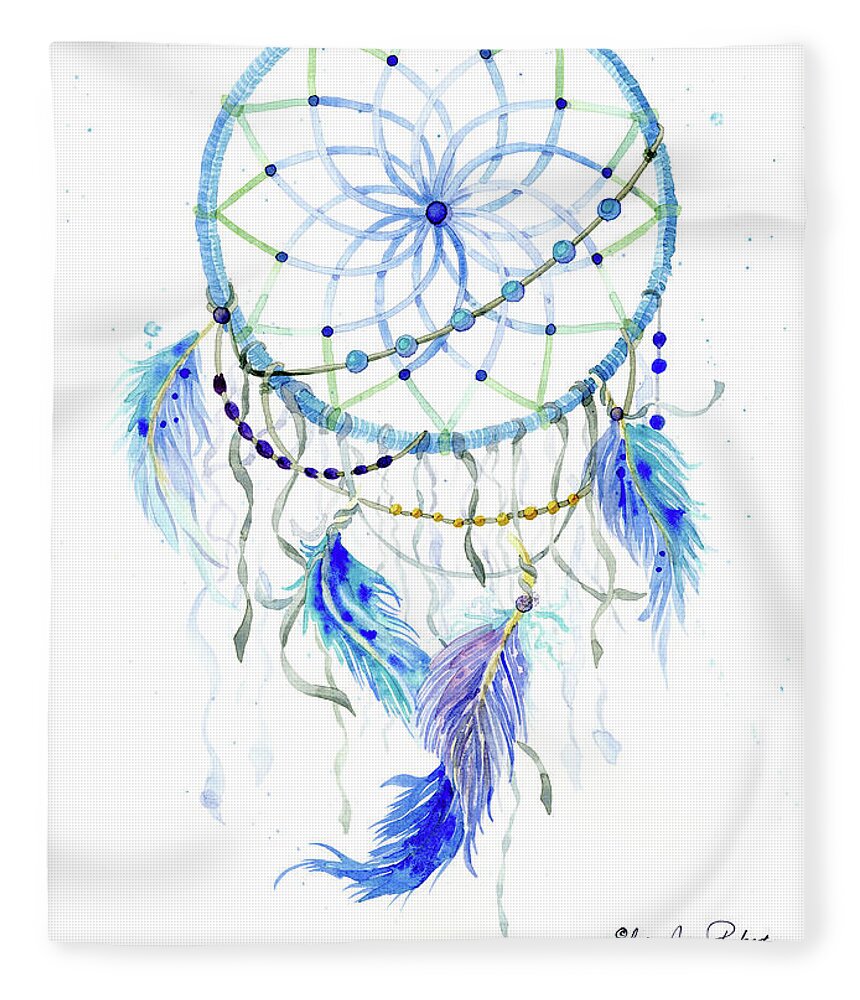 Watercolor Dream Catcher Lavender Blue Feathers 1 Fleece Blanket For Sale By Audrey Jeanne Roberts