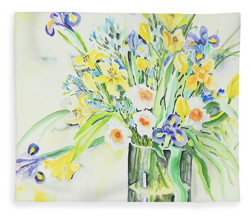 Flowers Fleece Blanket featuring the painting Watercolor Series 143 by Ingrid Dohm