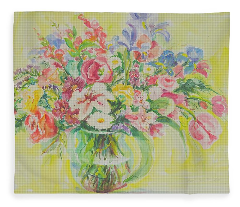 Flowers Fleece Blanket featuring the painting Watercolor Series 181 by Ingrid Dohm