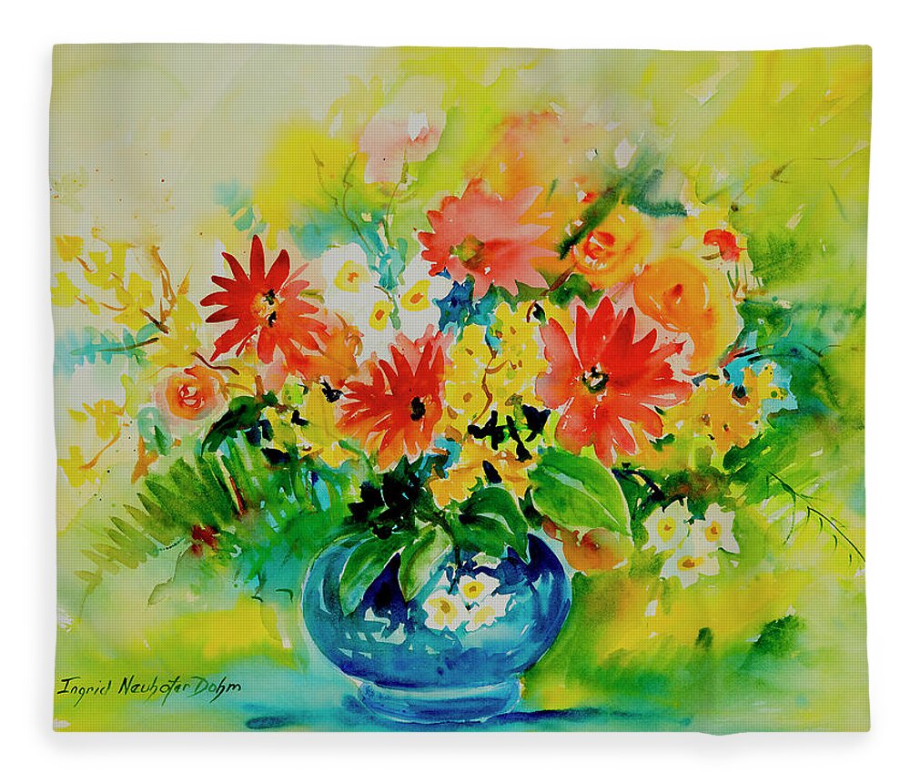 Flowers Fleece Blanket featuring the painting Watercolor Series 186 by Ingrid Dohm