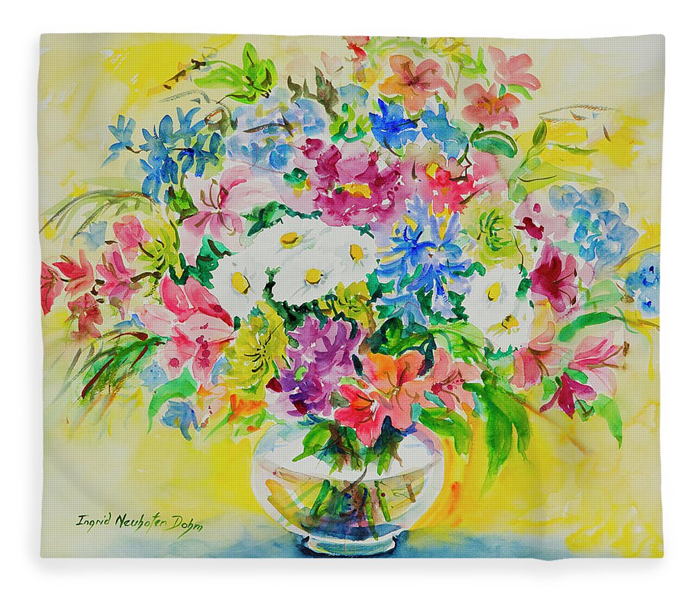 Flowers Fleece Blanket featuring the painting Watercolor Series 188 by Ingrid Dohm